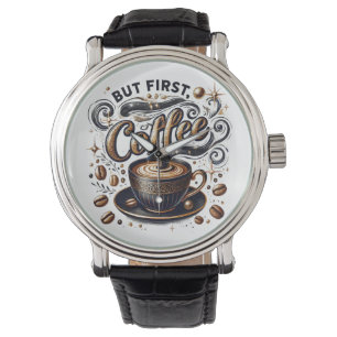 Aber erste Kaffeekunst - Stilvolles Gold Design Armbanduhr