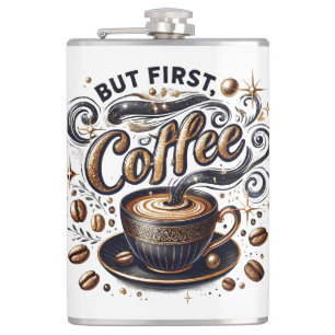 Aber erste Kaffeekunst - Stilvolles Gold Design Flachmann