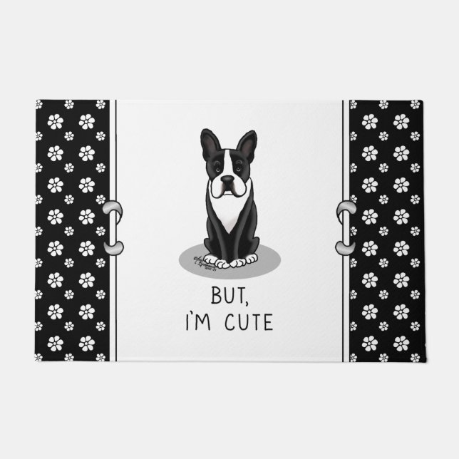 Aber ich bin Niedlich Boston Terrier (schwarzer) W Fußmatte (Vorderseite)