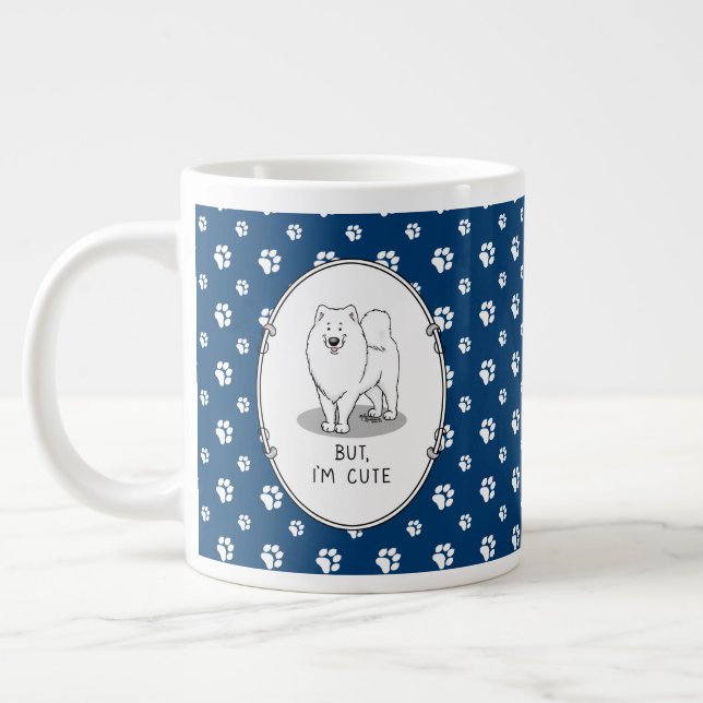 Aber ich bin Niedlich Samoyed Dog Funny Sammie Jumbo-Tasse (Links)