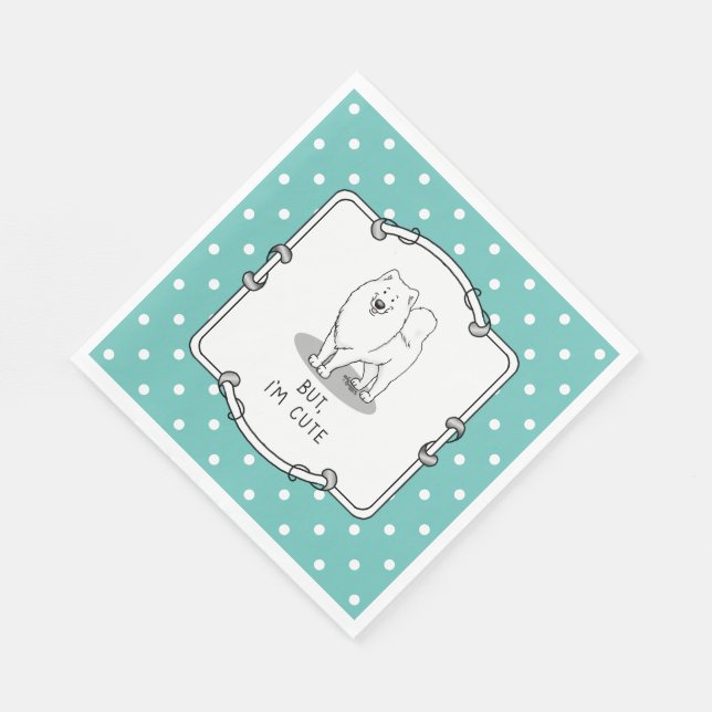 Aber ich bin Niedlich Samoyed Dog Funny Sammie Serviette (Ecke)