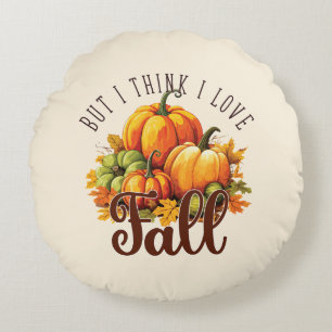 Aber ich glaube, ich Liebe fallen - Pumpkins & Blä Rundes Kissen