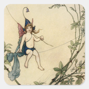 Aber Puck saß auf einer Spinne Quadratischer Aufkleber