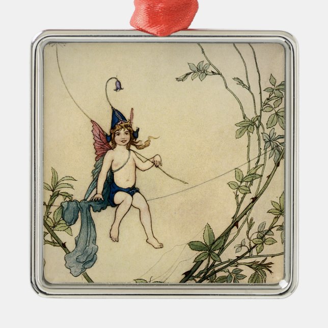 Aber Puck saß auf einer Spinne Silbernes Ornament (Vorne)