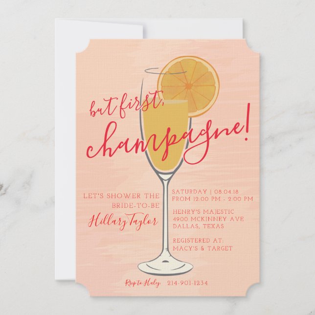 Aber zuerst Champagner Einladung (Vorderseite)