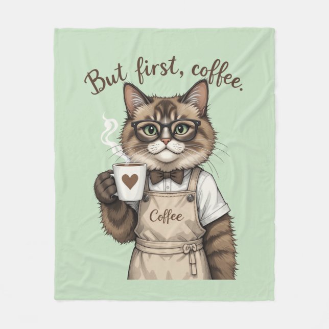 Aber zuerst, Kaffee Chat Fleecedecke (Vorderseite)