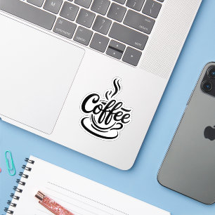 Aber zuerst Kaffee Chic Moderne Skript-Typografi Aufkleber