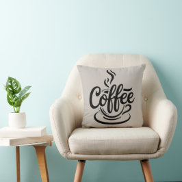 Aber zuerst Kaffee | Chic Moderne Skript-Typografi Kissen