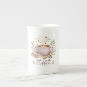 Aber zuerst Kaffee Cozy Lavendel Wasserfarbe Prozellantasse