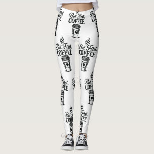 Aber zuerst Kaffee Kaffeetassen-Muster-Leggings Leggings