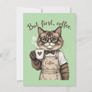 Aber zuerst, Kaffee Katze Dankeskarte