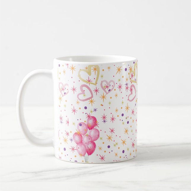 "Aber zuerst, Kaffee!" - Niedliche Sterne & Herz-✨ Kaffeetasse (Links)