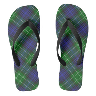 Abercrombie Blue Green Tartan Kariert schottisch Flip Flops