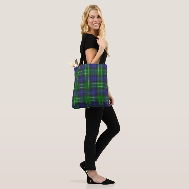 Abercrombie Blue Green Tartan Kariert schottisch Tasche (Am Model)