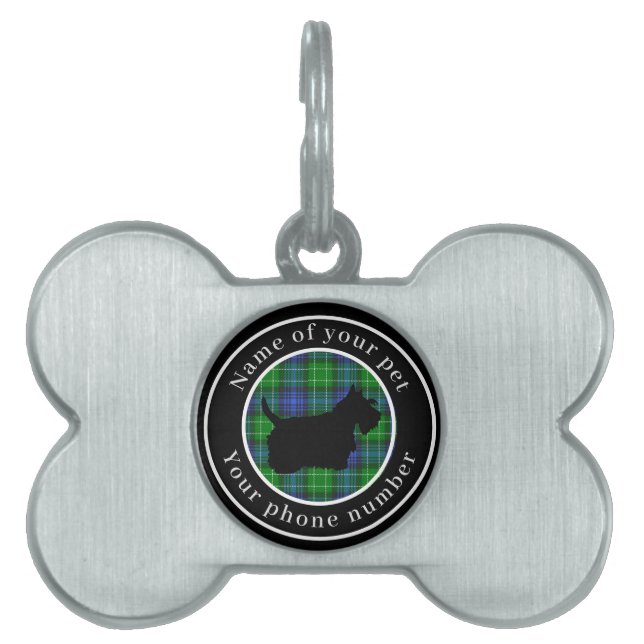 Abercrombie Tartan Scottie Dog Personalisiert Tiermarke (Vorderseite)