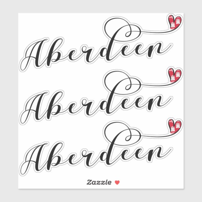 Aberdeen Flag Herz Stickers, Aberdonian Aufkleber (Blatt)