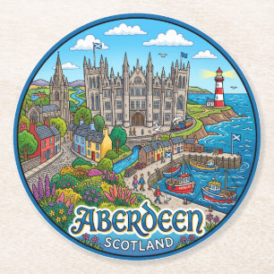 Aberdeen Schottland Runder Pappuntersetzer