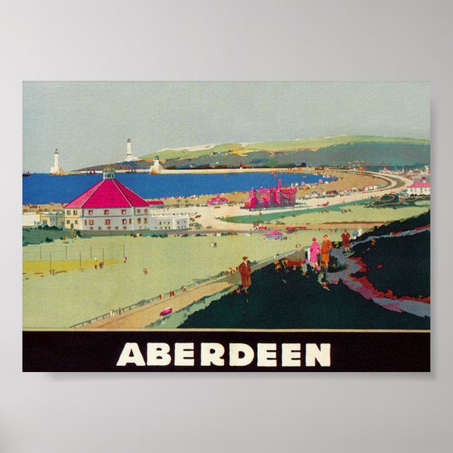 Aberdeen Scotland Vintage Travel Poster (Vorne)