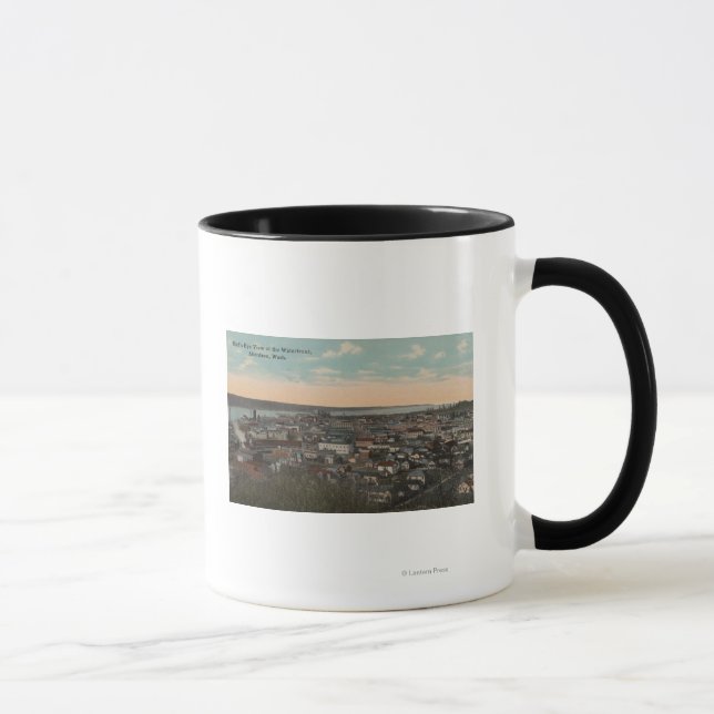 Aberdeen, WA - Vogelblick auf die Wasserfront Tasse (Rechts)