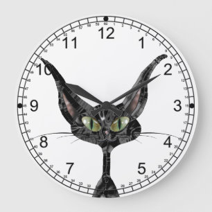 Abergläubische schwarze Katze Große Wanduhr