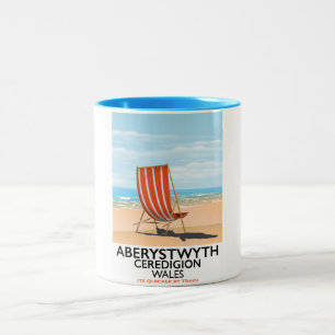 Aberystwyth Wales Küstenreiseplakat Zweifarbige Tasse