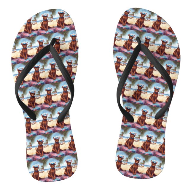 Abessinienkatze am Strand, Sommergeschenk für Katz Flip Flops (Fußbett)