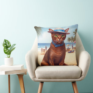 Abessinienkatze am Strand, Sommergeschenk für Katz Kissen