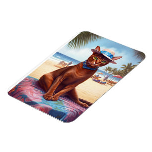 Abessinienkatze am Strand, Sommergeschenk für Katz Magnet