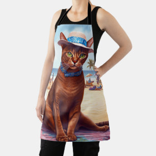 Abessinienkatze am Strand, Sommergeschenk für Katz Schürze