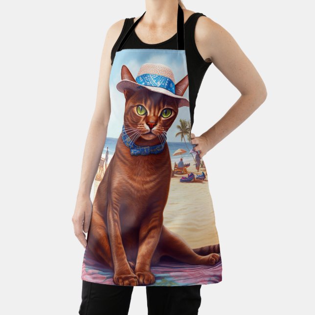 Abessinienkatze am Strand, Sommergeschenk für Katz Schürze (InSitu)