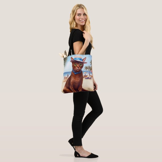 Abessinienkatze am Strand, Sommergeschenk für Katz Tasche (Am Model)