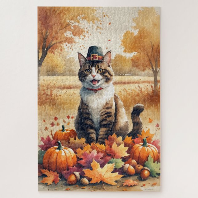 Abessinienkatze im Herbst lässt Erntedank Kunst (Vertikal)