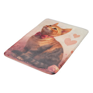 Abessinienkatze mit Rose - Valentinstag Badematte