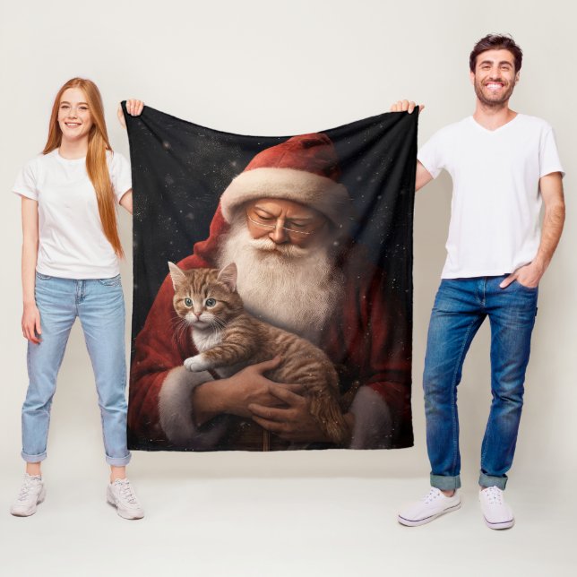 Abessinienkatze mit Weihnachtsmann Weihnachten Fleecedecke (Beispiel)