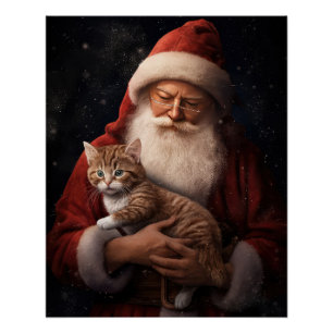 Abessinienkatze mit Weihnachtsmann Weihnachten Poster