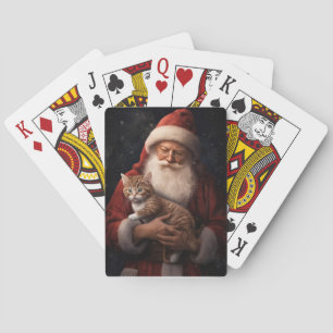Abessinienkatze mit Weihnachtsmann Weihnachten Spielkarten