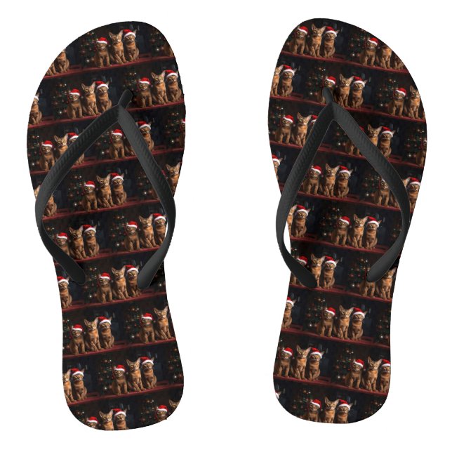 Abessinier am Feuerplatz Weihnachten Flip Flops (Fußbett)
