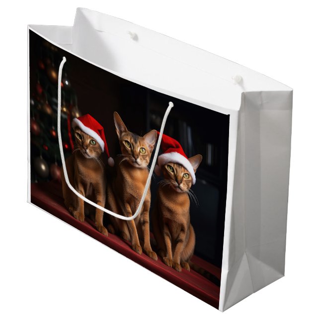 Abessinier am Feuerplatz Weihnachten Große Geschenktüte (Vorderseite Schrägansicht)