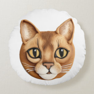 Abessinier-Katze 3D inspiriert Rundes Kissen