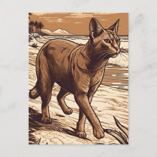 Abessinier-Katze an einem tropischen Strand bei So Postkarte