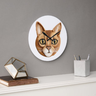Abessinierkatze 3D inspiriert Große Wanduhr