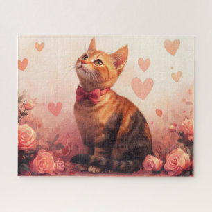 Abessinierkatze mit Rosen - Valentinstag
