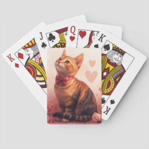 Abessinierkatze mit Rosen - Valentinstag Spielkarten