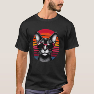 Abessinierkatze Retro Vintage Sonnenbrille Sonnenu T-Shirt