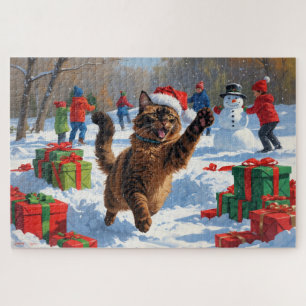 Abessinierkatze Weihnachten Festliche Schneeszene