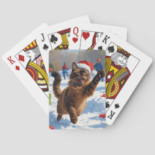 Abessinierkatze Weihnachten Festliche Schneeszene Spielkarten