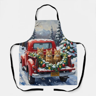 Abessinierkatze Weihnachten Rotes Lastwagen Ferien Schürze