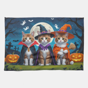 Abessinierkatzen Kürbis Halloween Lustig Geschirrtuch