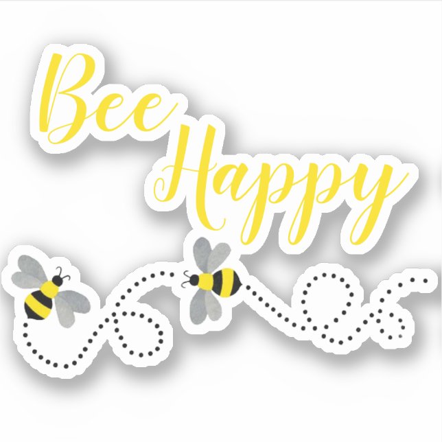 Abey Happy | Sticker en vinyle coupé sur mesure (Devant)
