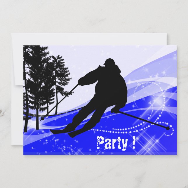Abfahrt auf der Skipiste Einladung (Vorderseite)
